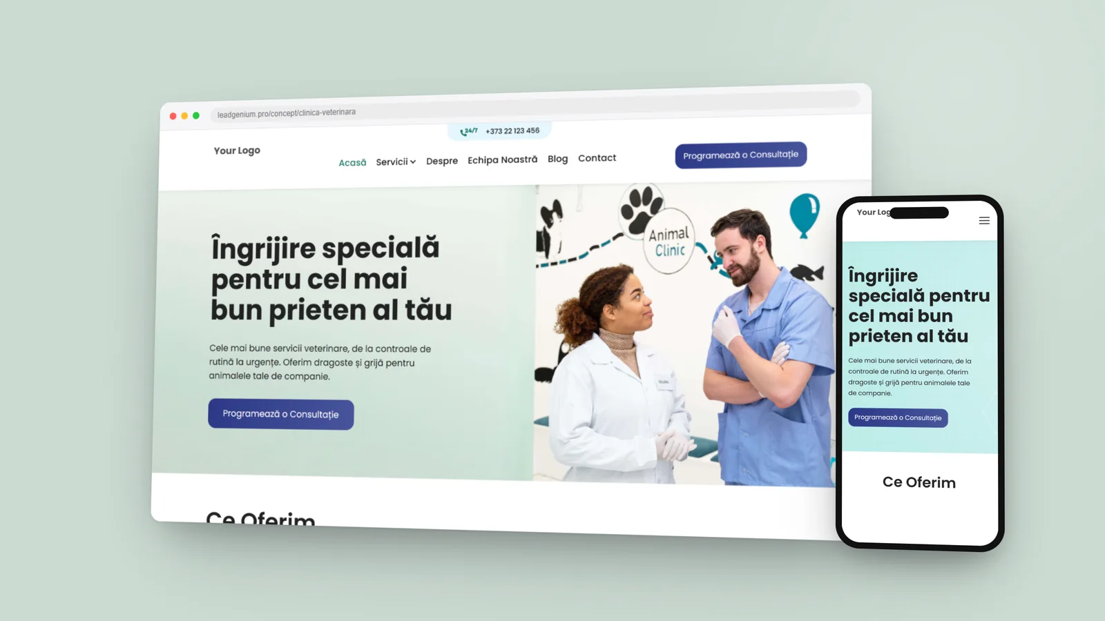 Clinică veterinară — leadgenium.pro/concept/clinica-veterinara