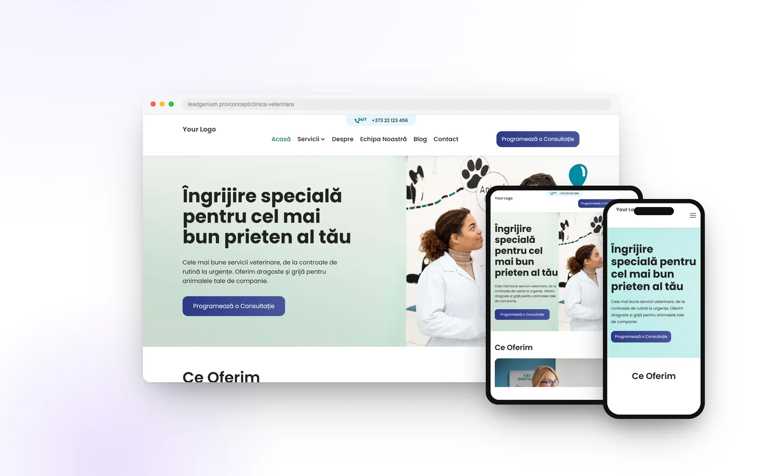 Clinică veterinară — leadgenium.pro/concept/clinica-veterinara