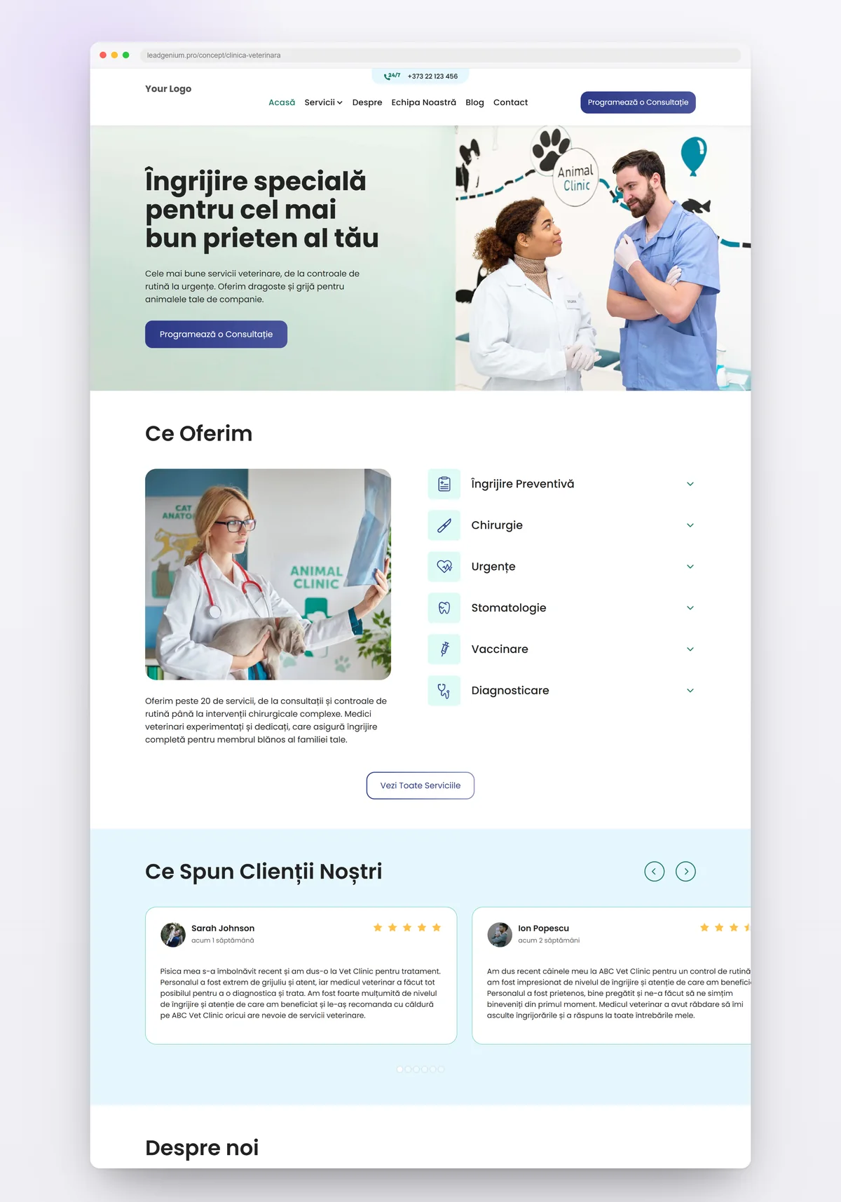 Clinică veterinară — leadgenium.pro/concept/clinica-veterinara