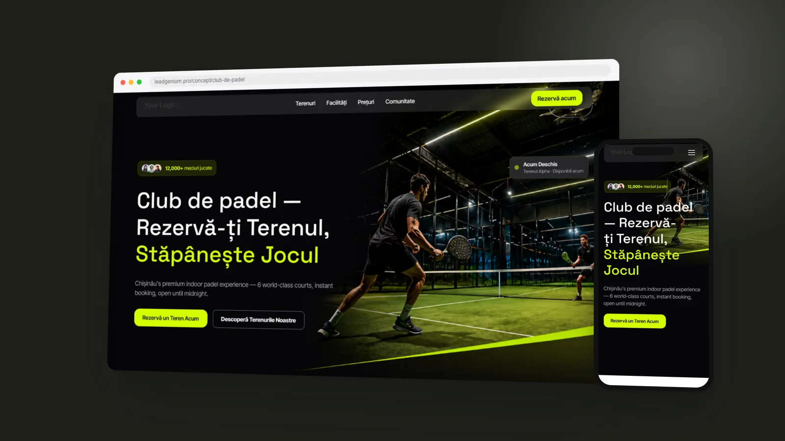 Club de padel — leadgenium.pro/concept/club-de-padel