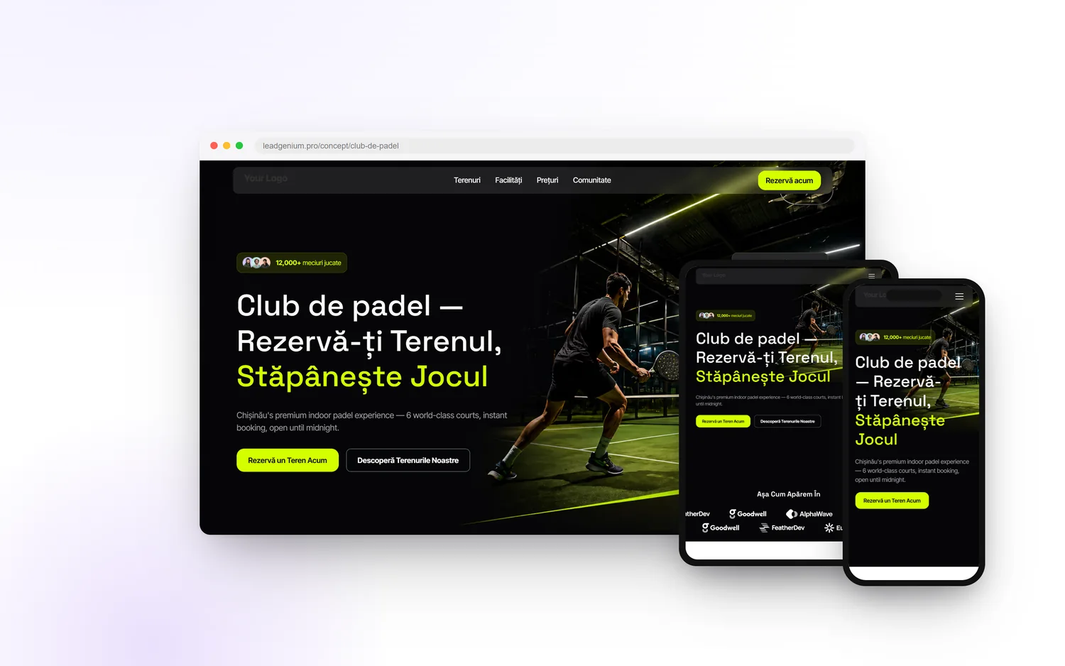 Club de padel — leadgenium.pro/concept/club-de-padel