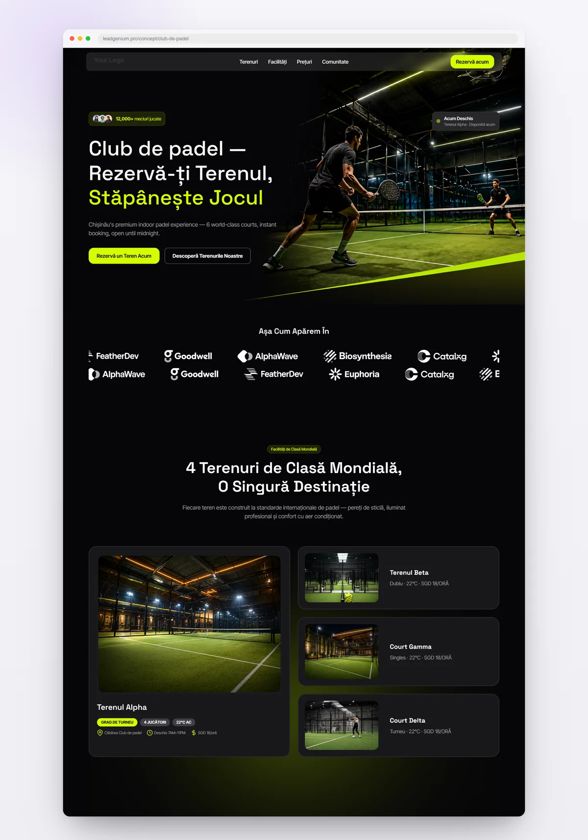 Club de padel — leadgenium.pro/concept/club-de-padel