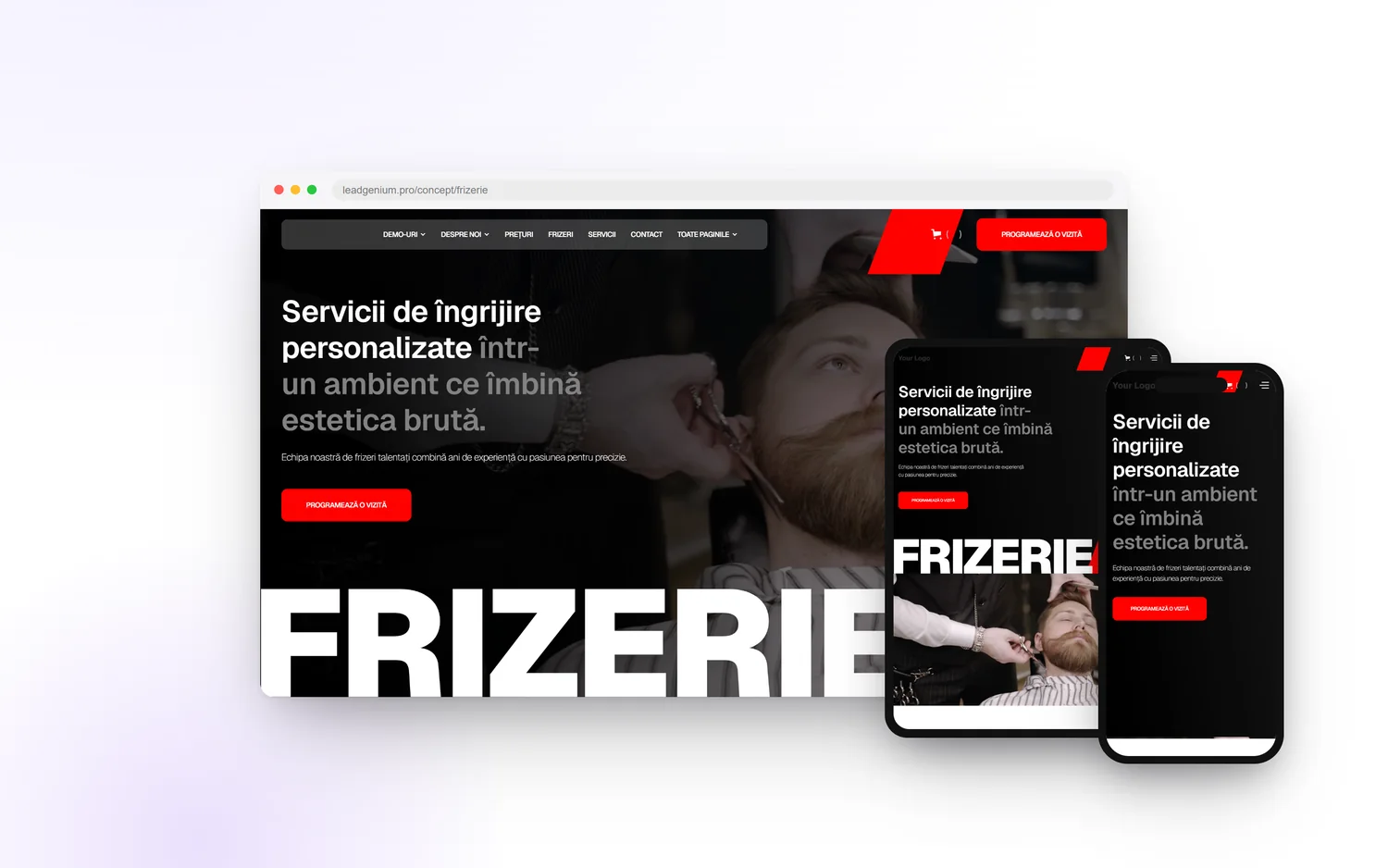 Frizerie — leadgenium.pro/concept/frizerie
