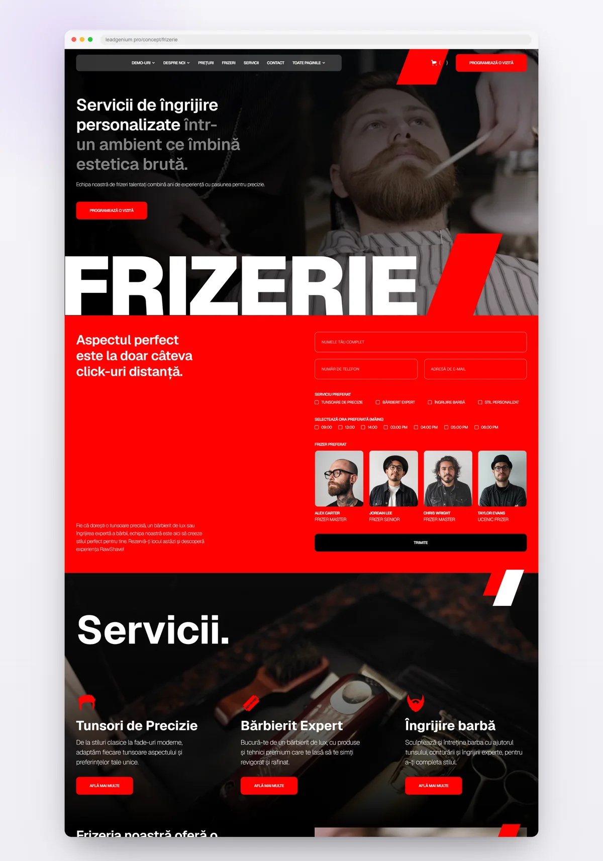 Frizerie — leadgenium.pro/concept/frizerie