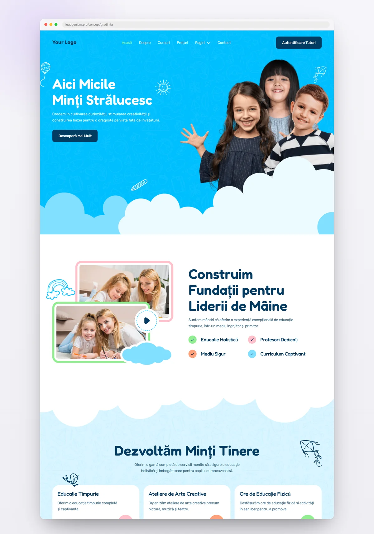 Grădiniță — leadgenium.pro/concept/gradinita