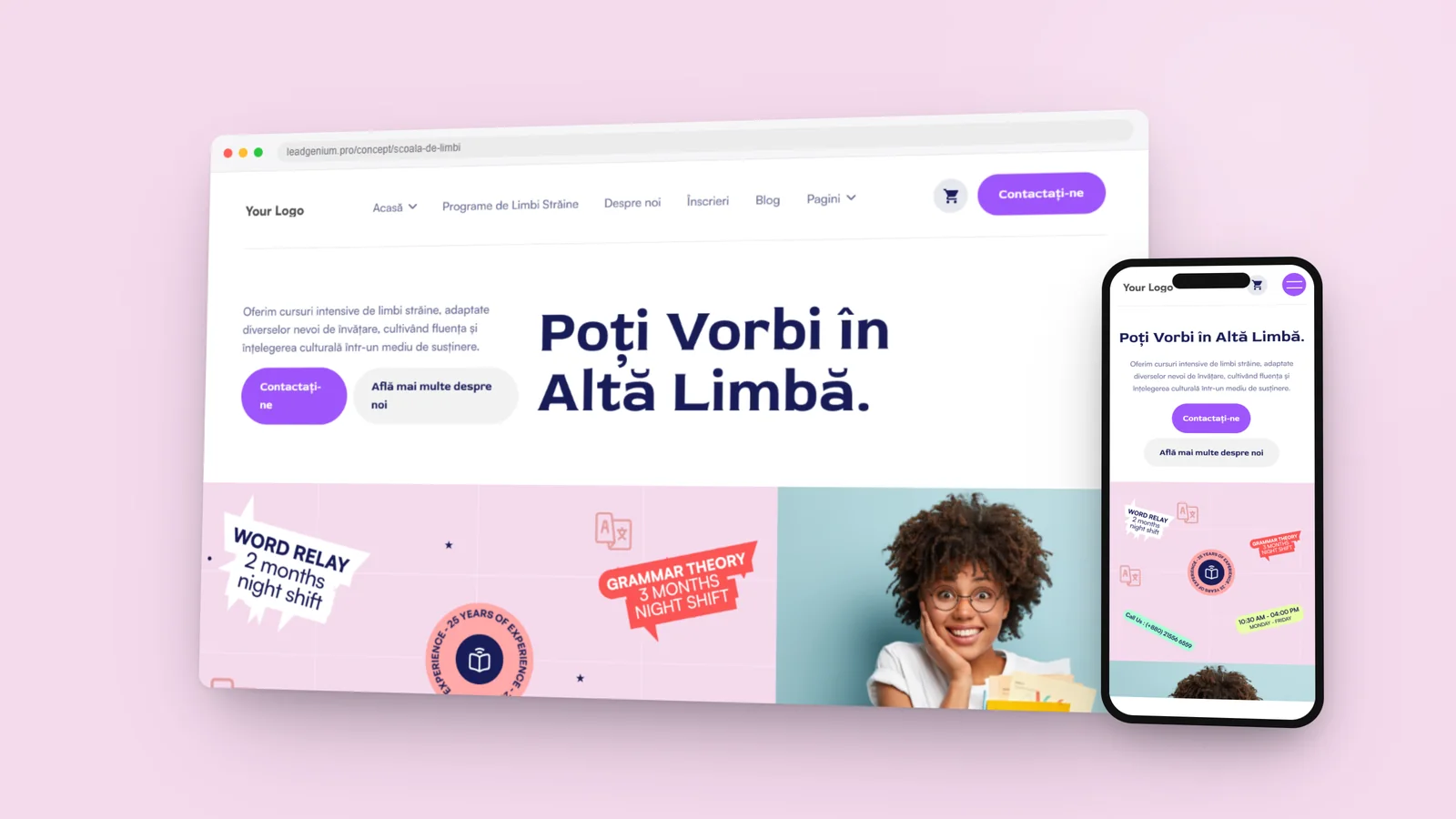 Școală de limbi — leadgenium.pro/concept/scoala-de-limbi