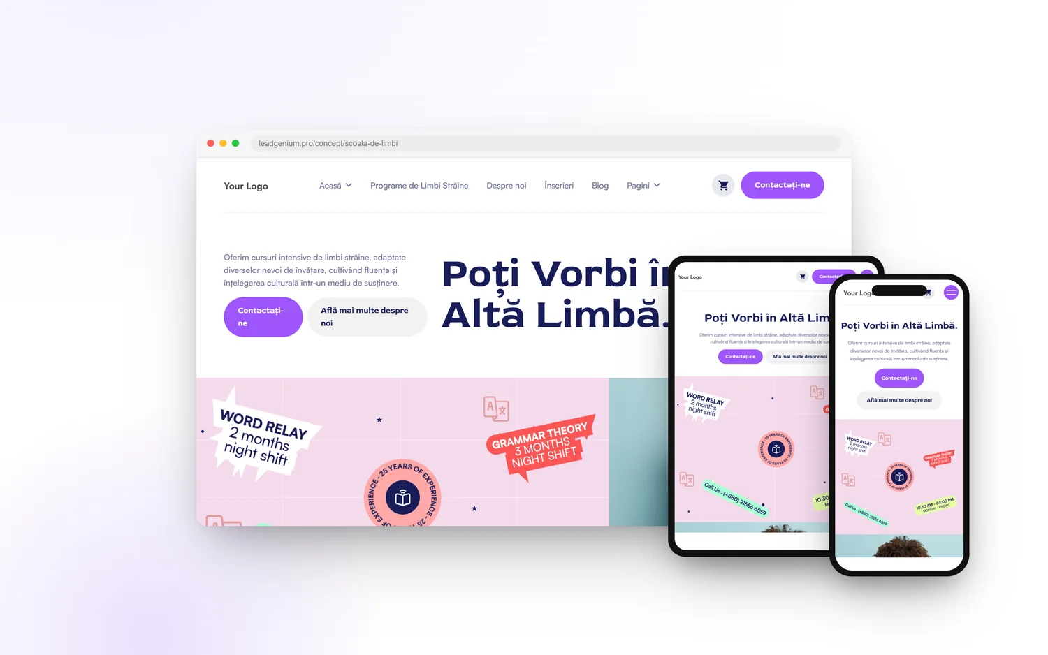 Școală de limbi — leadgenium.pro/concept/scoala-de-limbi