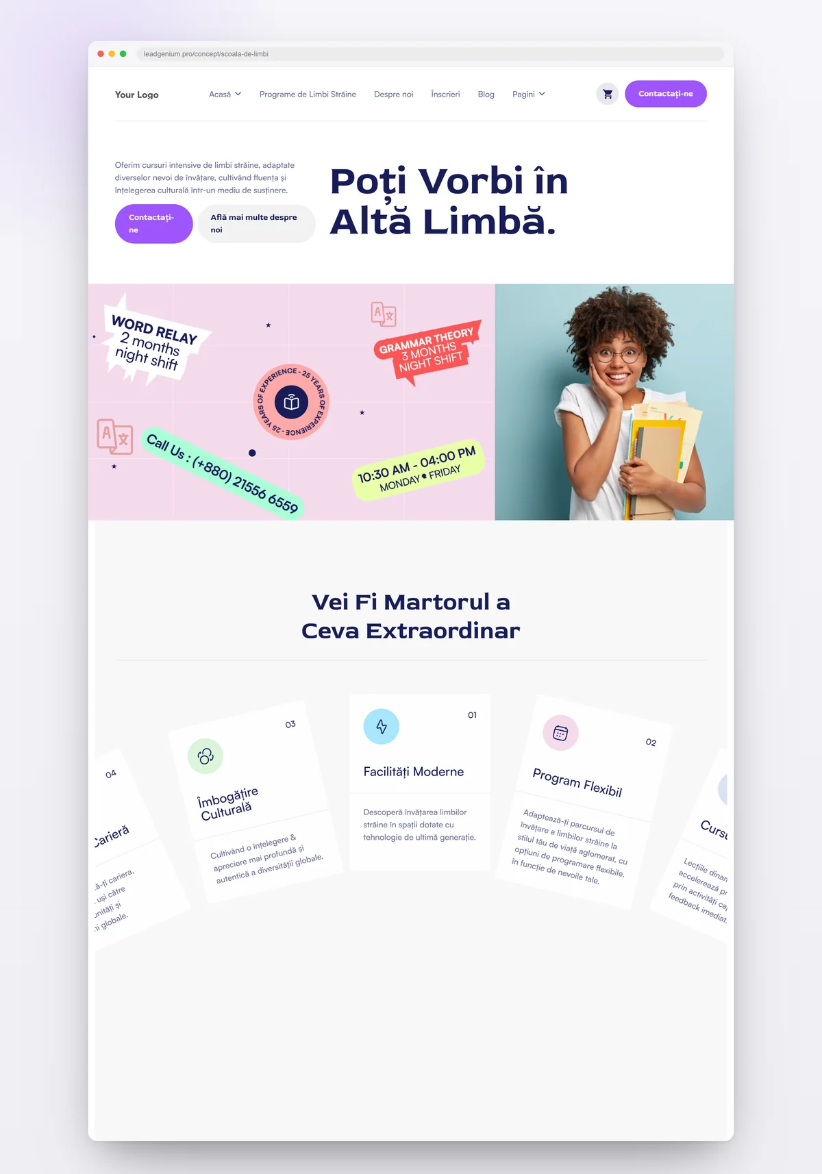 Școală de limbi — leadgenium.pro/concept/scoala-de-limbi