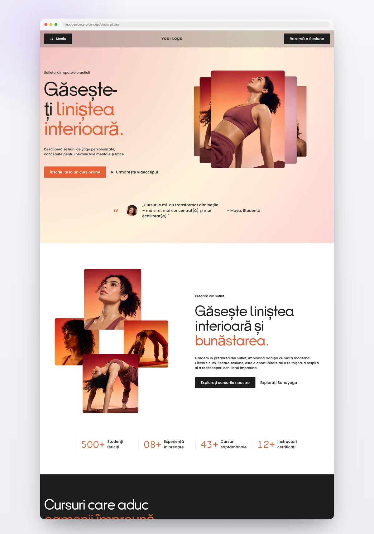 Studio de pilates — leadgenium.pro/concept/studio-pilates